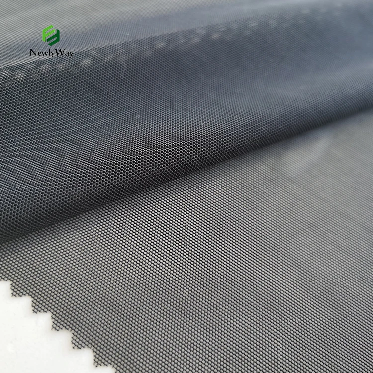 Custom 4 Way Stretch Nylon Spandex Elastic Sheer Tulle Mesh Fabric for Ladies Underwear Elastic Tube Tops