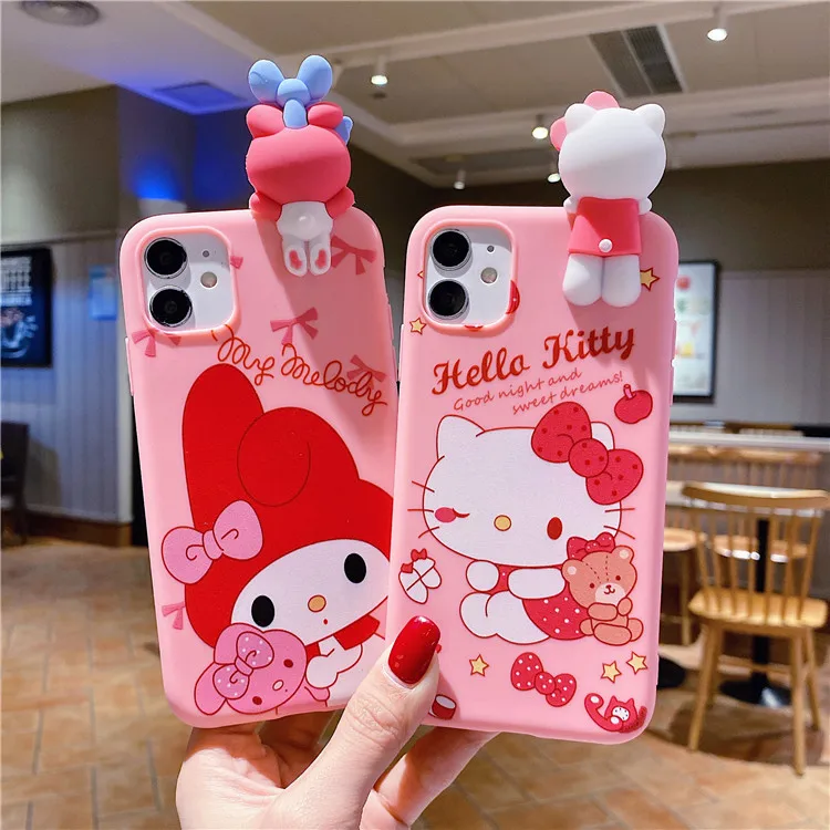 3d Stereo Silicone Hello Cute Kitty Melody Holder Phone Case For Iphone 