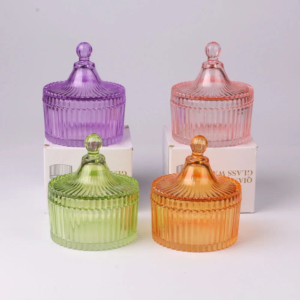 Wholesale Customized Luxury Empty Glass Candle Jars with Lids Cut ...