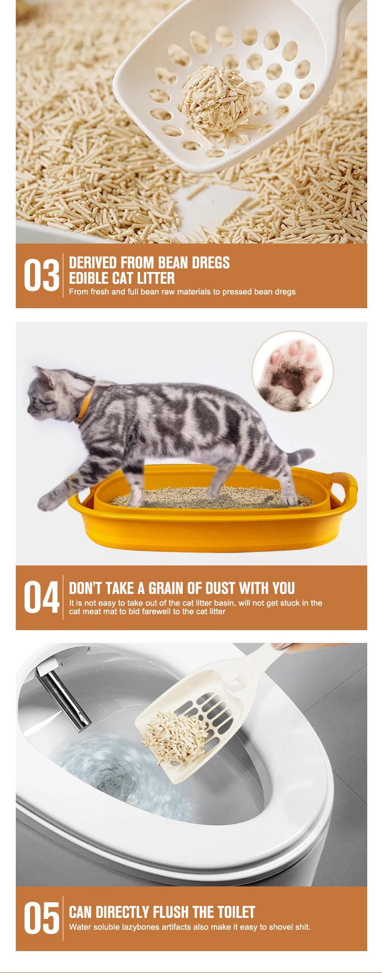 Home Used Biodegradable Cat Litter Best Clean Sand Tofu Cat Litter