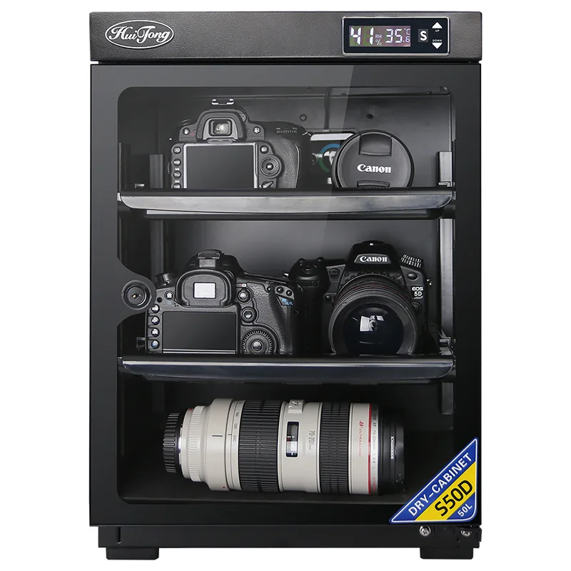 Armoire Déshumidifiante 50L Avec LED - Pour Appareils Photo, Objectifs, électronique, Timbres, Thé