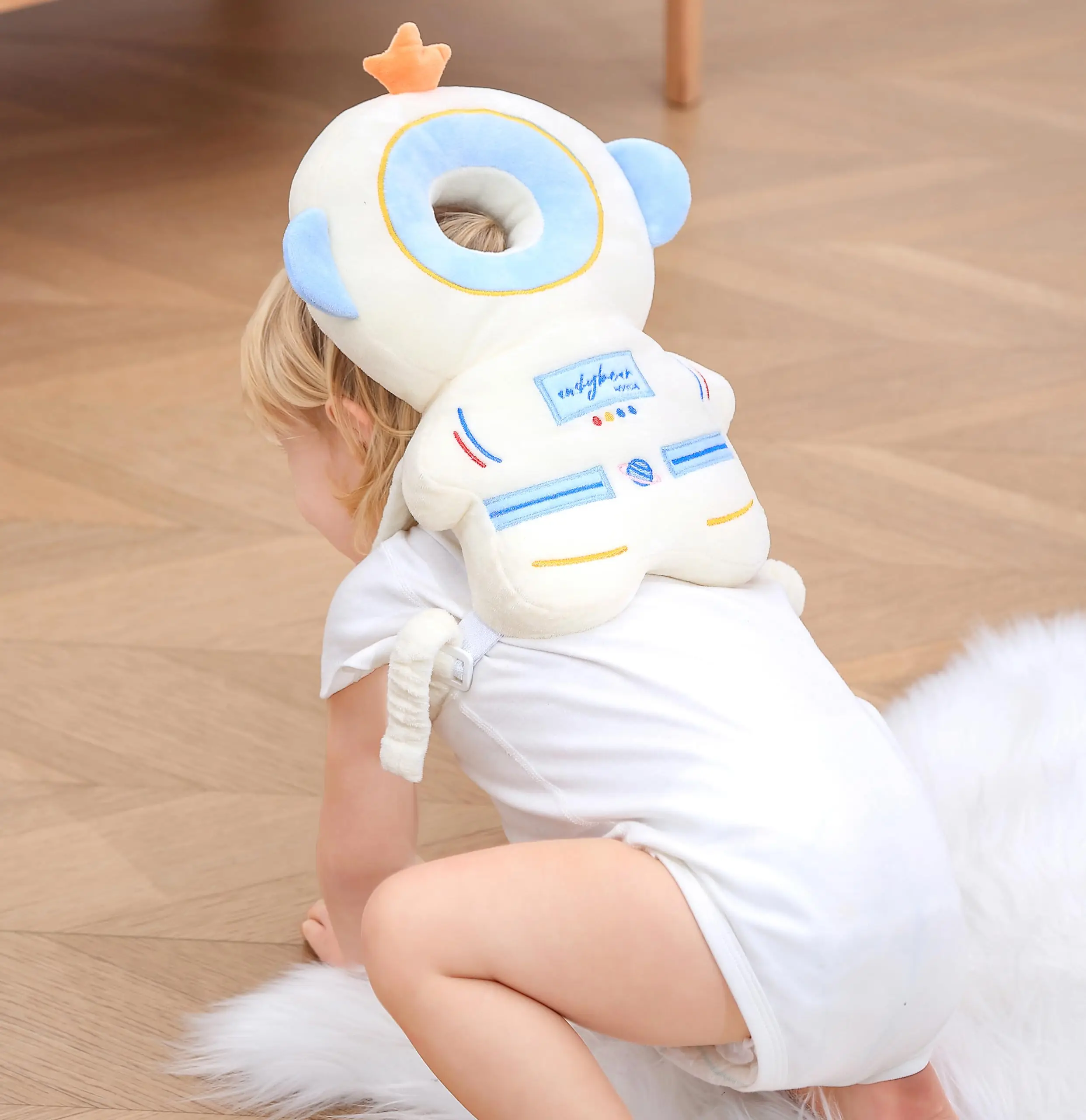 Astronauts Safefy Baby Head Protector Cushion Pillow Backpack Back with 3 Baby Knee Pads for Walking & Crawling