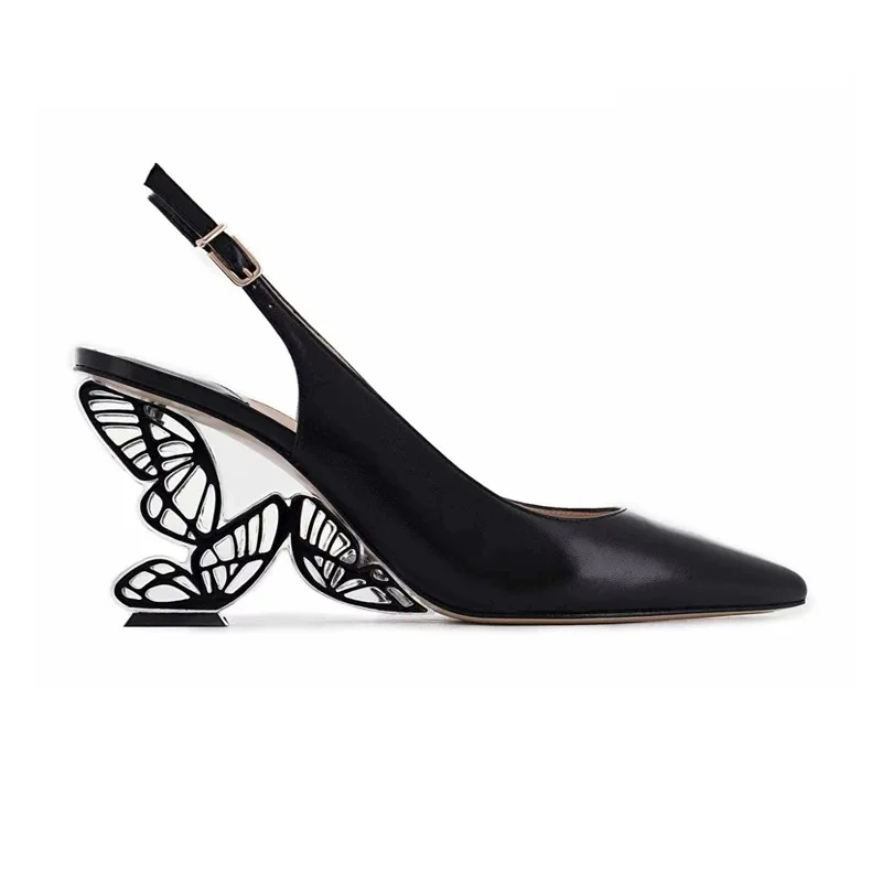  Ladies Pumps Shoes Pointed Toe Special Butterfly Heel 8cm Lace Up Roma Women