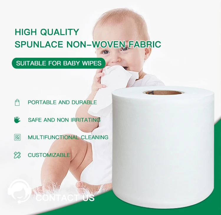 Free Sample Manufacturer Viscose Polyester baby wet Tissue Wipes Raw Material Spunlace Non-woven Fabric full Cross nonwoven roll