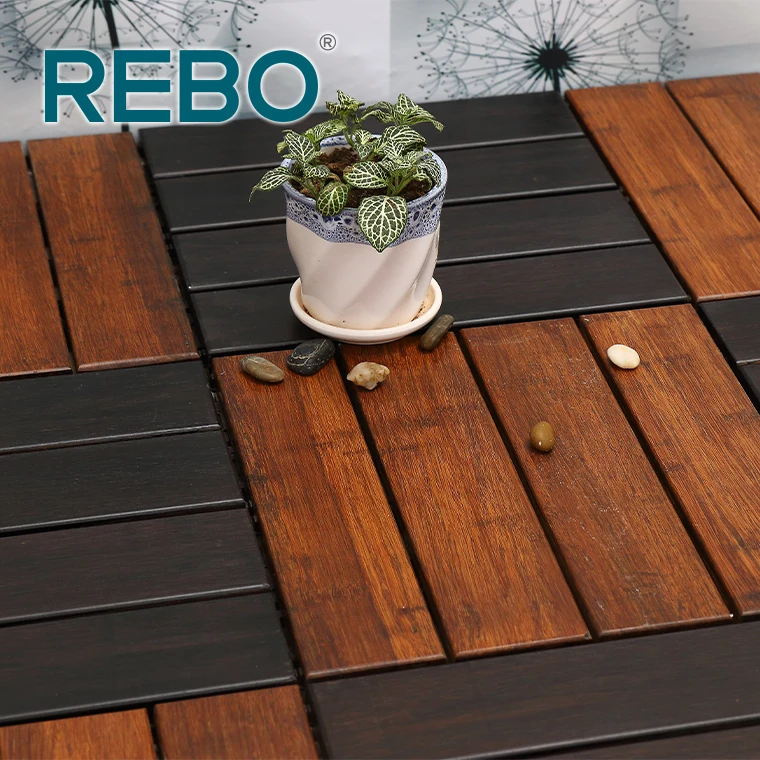 Click Lock Interlocking Bamboo Floor Deck Tile