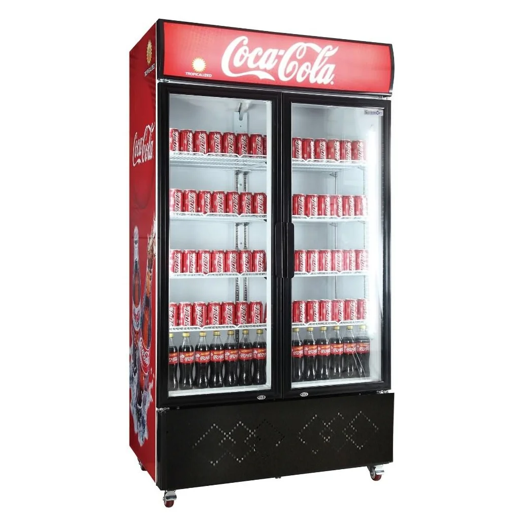 Commercial Double Glass Door Coca Cola Beverage Cooler