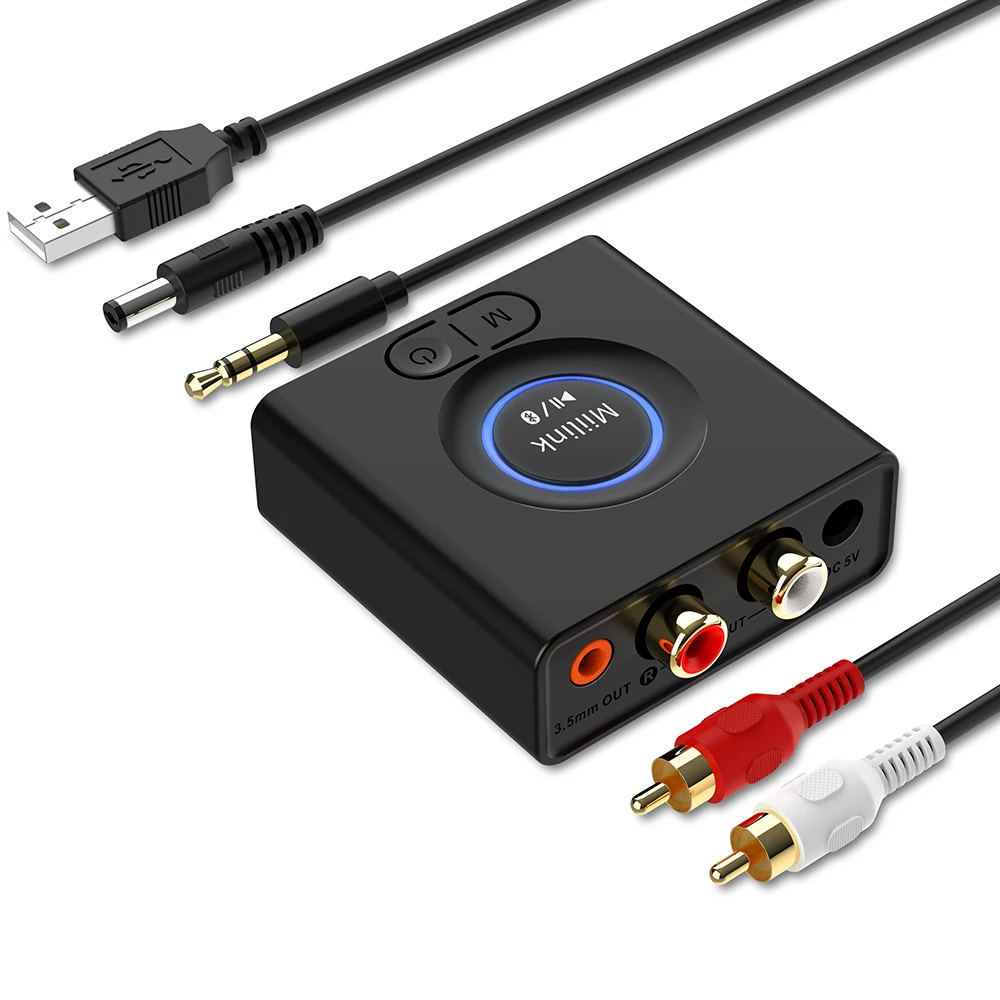 Récepteur RCA Compatible Bluetooth 5.1 HD, Jack Aux 3.5mm, Adaptateur Sans Fil, Musique Pour TV 2RCA BT5.0, Récepteur Audio Pour Haut-parleur