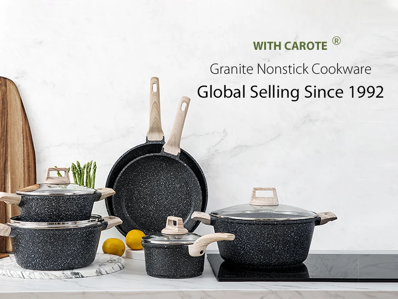 Carote non stick cookware set Cast Aluminum pots and pans nonstick granite  Aamzon hot selling 11pcs set