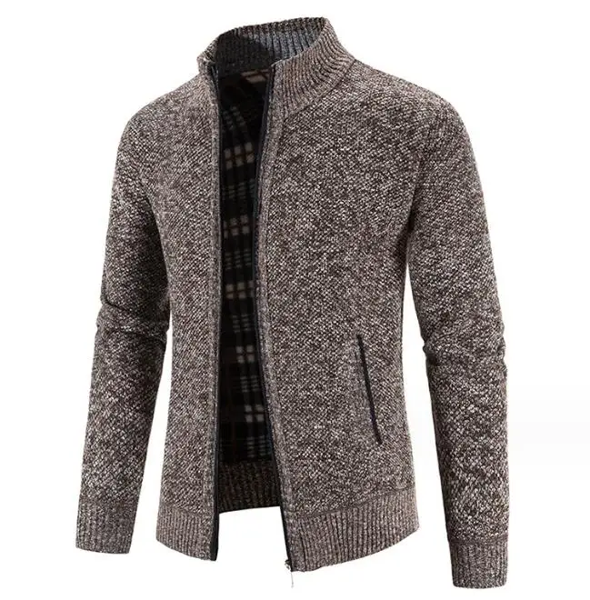 Men's Cardigan Knit Jacket With Stand Collar For Autumn Winter_voghion.com