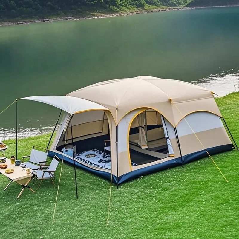 Outdoor Two-Room One-Hall Four-Season Roof Tent Double Layer Large Capacity Thickened Explosion-Proof Rainproof Windproof Tent