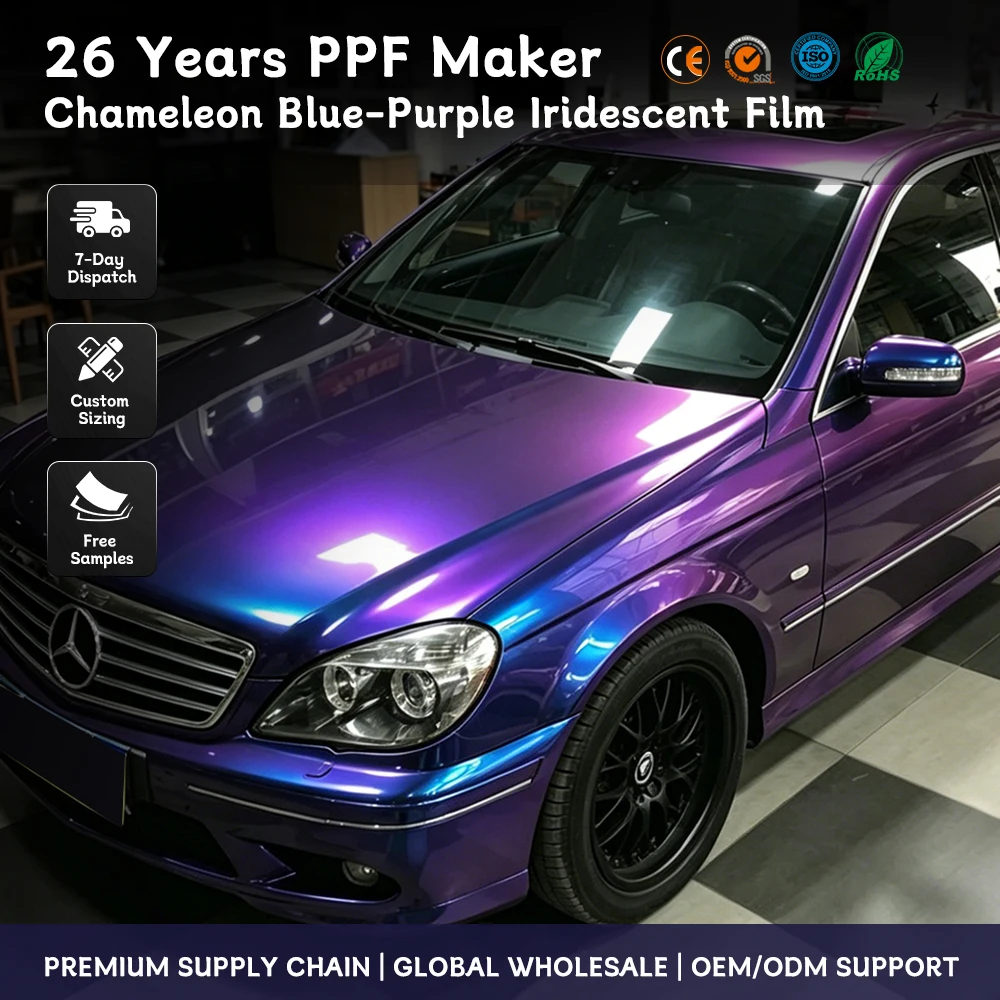High-Quality Phantom Blue / Purple Chameleon Pvc Glossy Car Wrap Vehicle Wrap Paint Protection Film