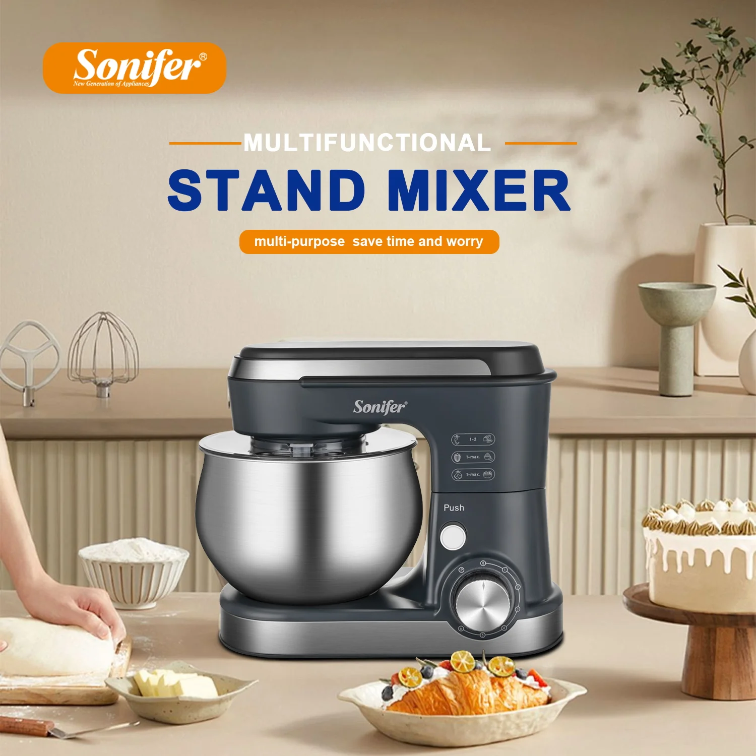 Sonifer SF-8166 Stand Mixer - Versatile & Efficient Kitchen Tool