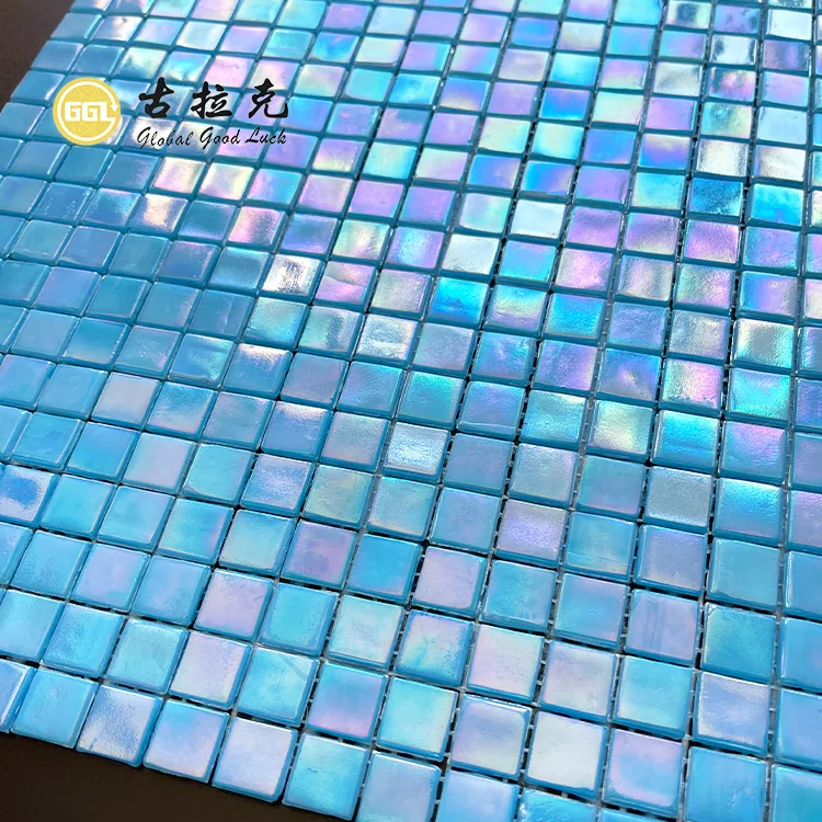 Blue crystal glass mosaic tiles cheap swimming pool tile backsplash