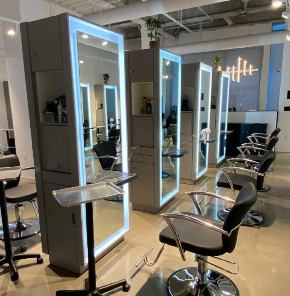 Barber Furniture Hair Salon Chairs Hairdressing Salon Double Sided Led Salon  Styling Station With Mirrors - Buy Mirror Station,Styling Station  Hairdressing Salon,Led Salon Mirrors Product on 