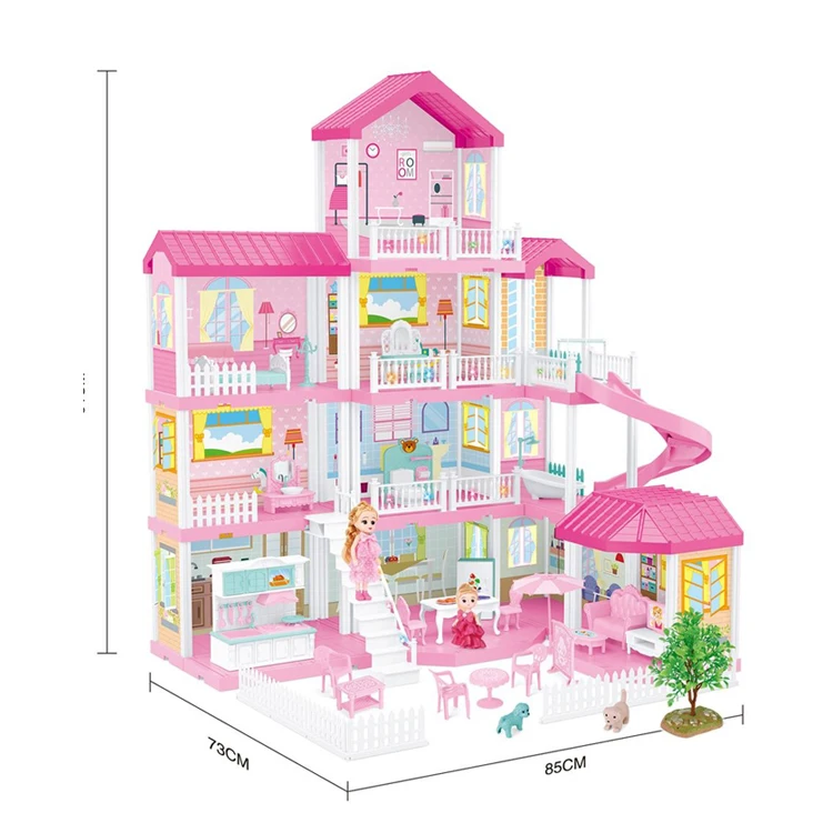 Dreamy Toy Doll House Play Set With Elevator Slide Stairway Lights  Furniture Accessories Pretend Play Best Diy Dream Dolls - Buy Playhouse  Girl Toys 4-story Doll House Rooms With Doll Toy Figures