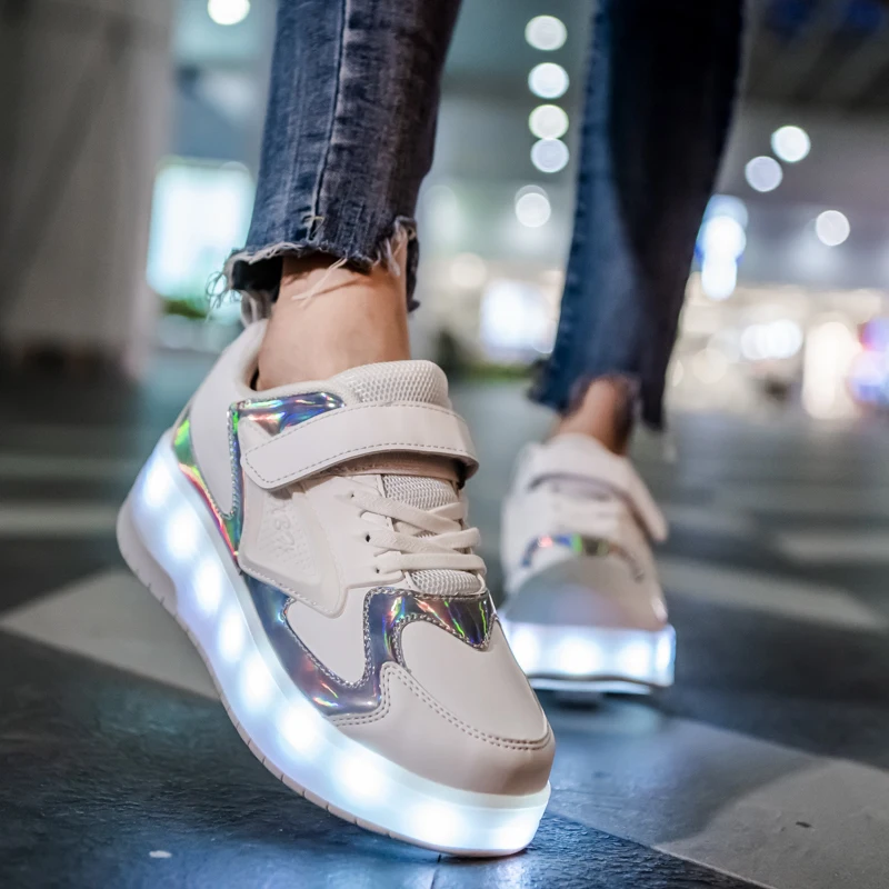 Chaussures à Roulettes Pour Enfant - Roues Rétractables Arrière - Taille 30 à 41 EU - Basket Respirante