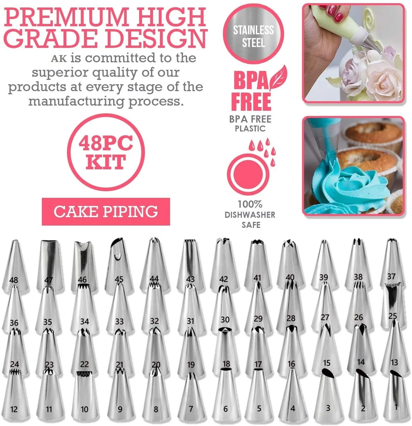 Ak 333pcs Reposteria Cake Decorating Nozzles Icing Tools Kit Fondant