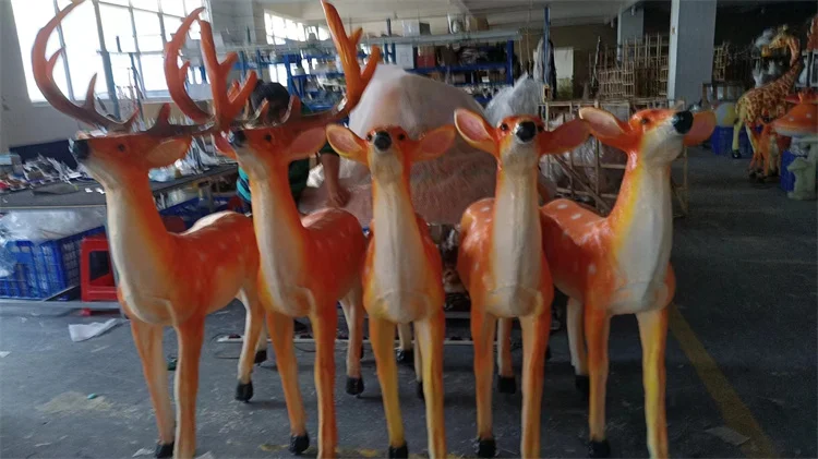 DC24V 4000K Light Festivals Most Popular Fiberglass Resin LED Deer Sculpture Animal Garden Light