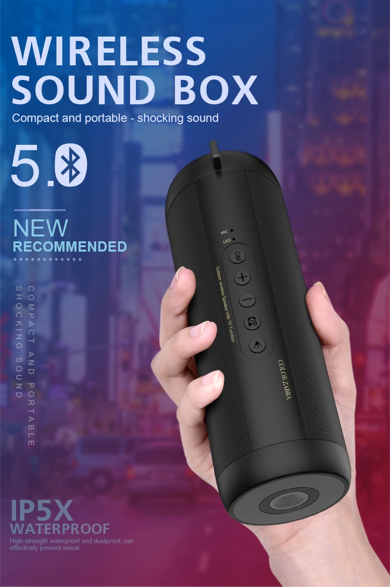 Modern Style Factory Oem Cylinder With LED light Fm TF Card Loudspeaker Waterproof Bluetooth Blutooth Speaker - ANKUX.COM