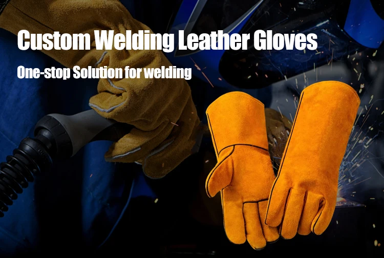 High Quality Full Grain Heat Resistant Leather Welding Gloves Safety Work Protection for Welding Welding Soldering Supplies supplier