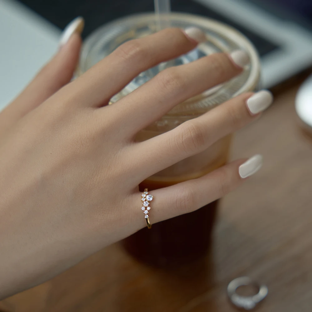KAKODIY New Fashion Design Thin 925 Sterling Silver Adjustable Opening Cluster 5A Cubic Zirconia Jewelry Ring Women Gift Daily Wear detail 10