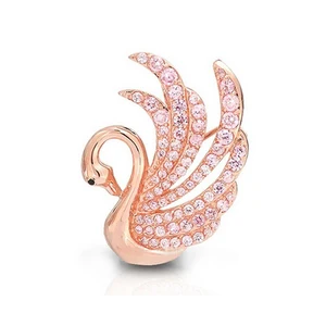 Keiyue Rose Gold Plated Swan Pendant Charms Custom Wedding Gift Jewellery Making Supplies Fine Jewelry with Zircon Main Stone