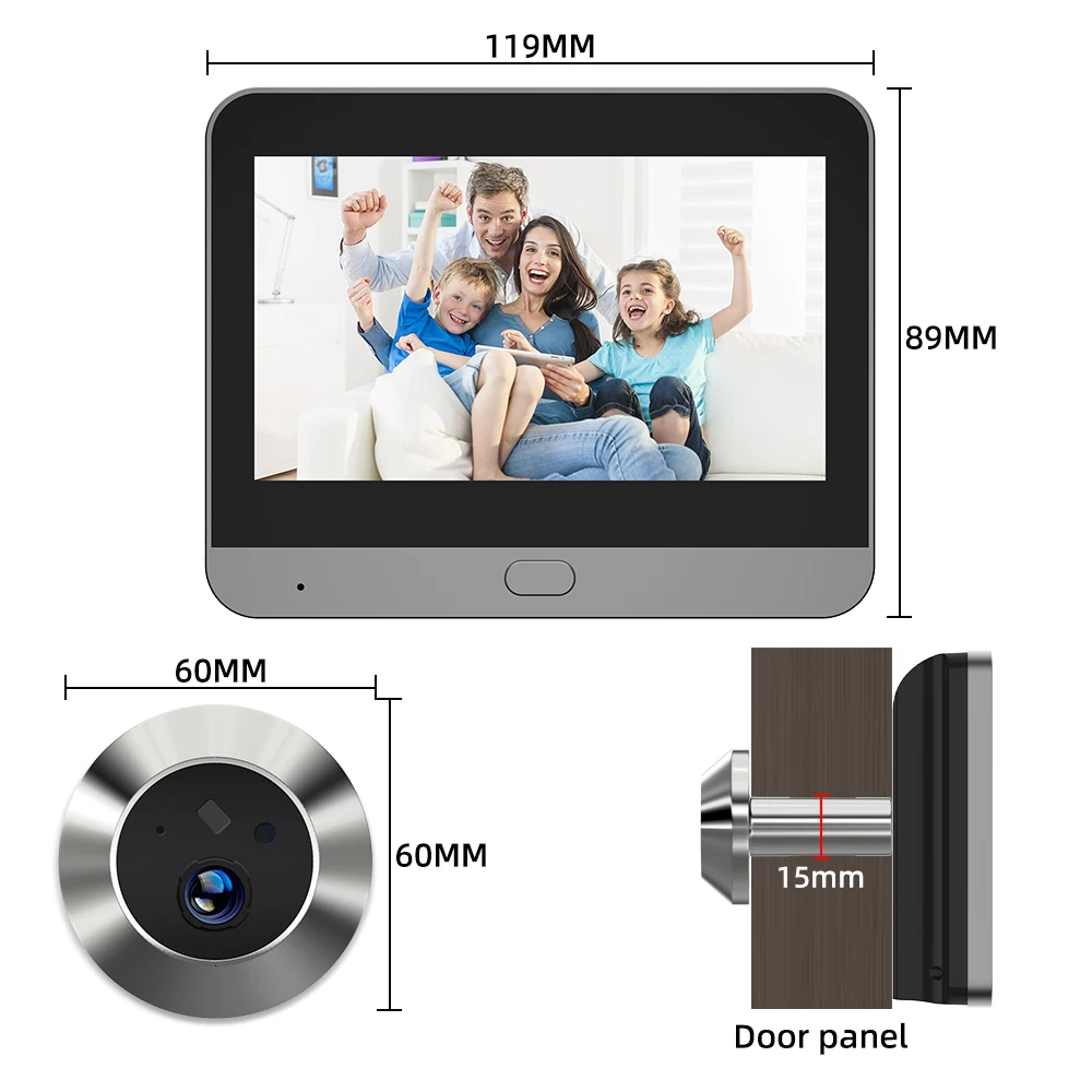 Icam App Remote View Motion Detect 1080P Hd Peephole Door Viewer Camera Two Way Speak Doorbell Smart Work With Google Alexa 10