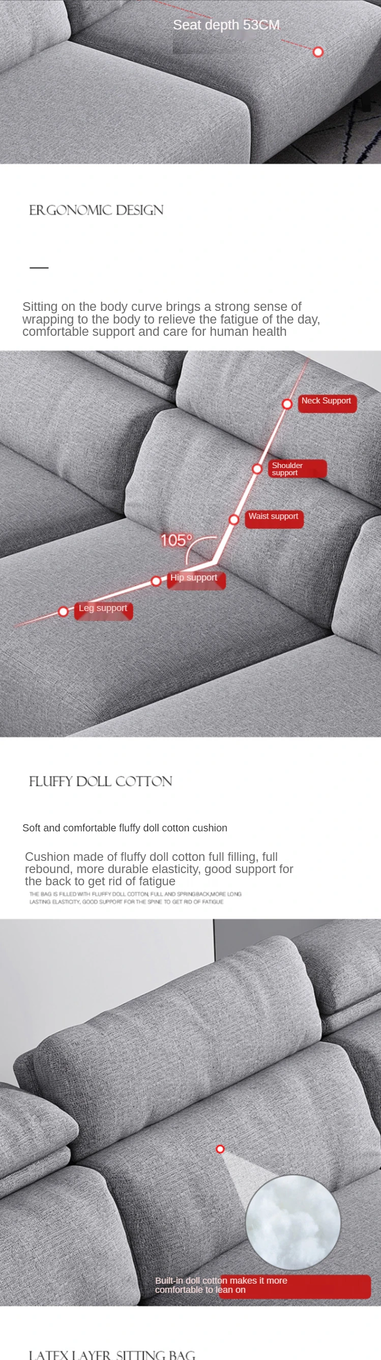 L Shaped Modern Designs American Style Ser Fabric Sofa