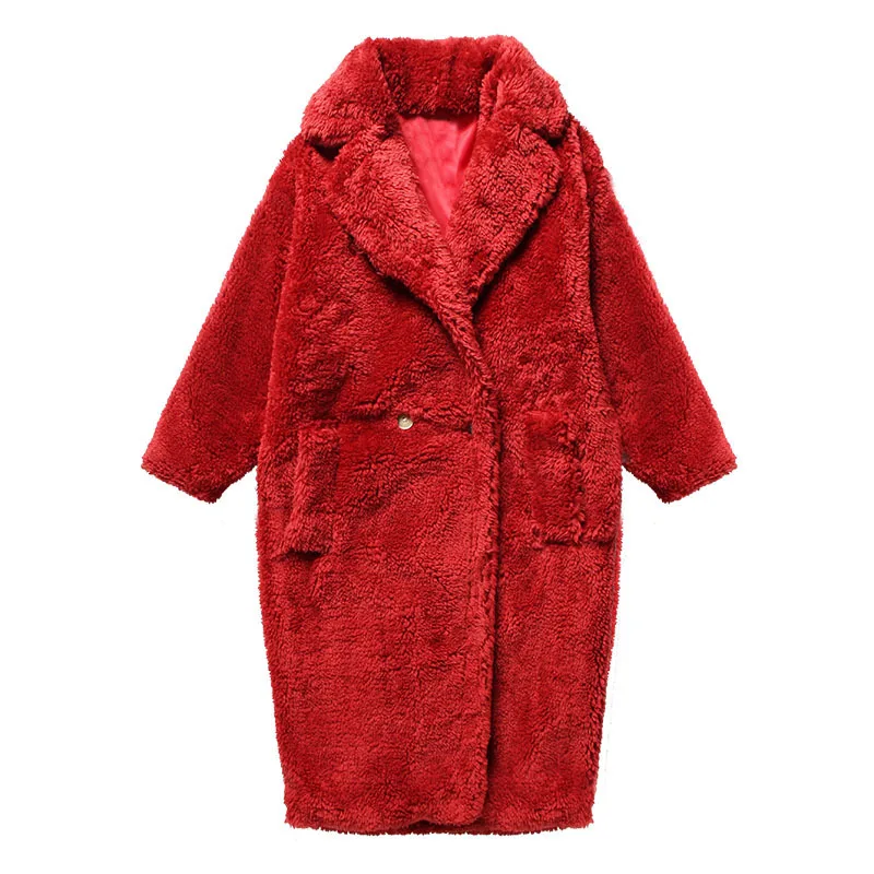 color block lamb wool padded coat