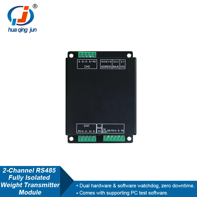 Huaqingjun 2-Channel RS485 Fully Isolated Weighing Module High Precision Digital Weighing Transmitter for Smart Factory