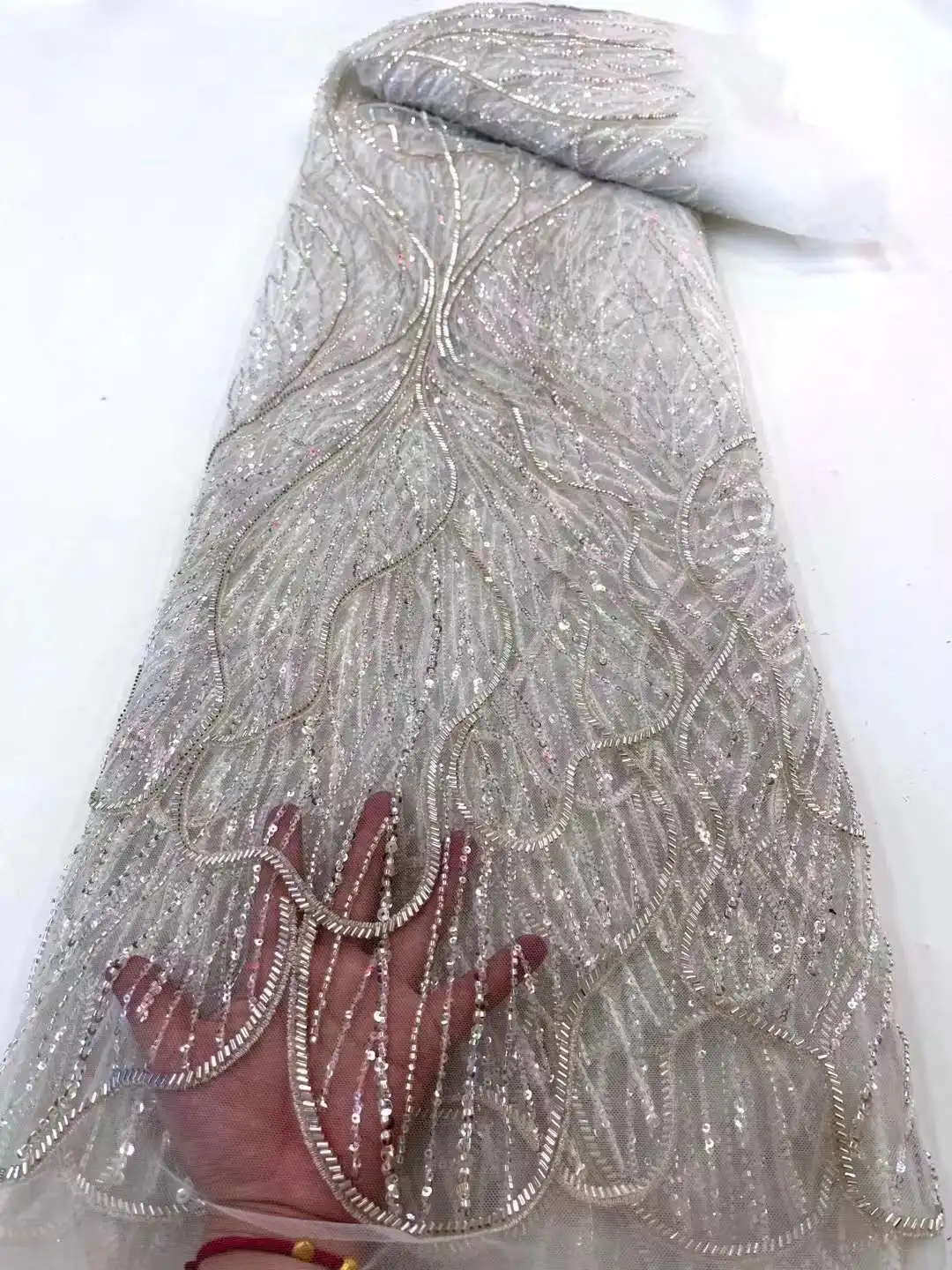 Свадебное платье с гипюровым шнурком швейцарская африканская нигерийская Свадебная кружевная ткань бисером и блестками для