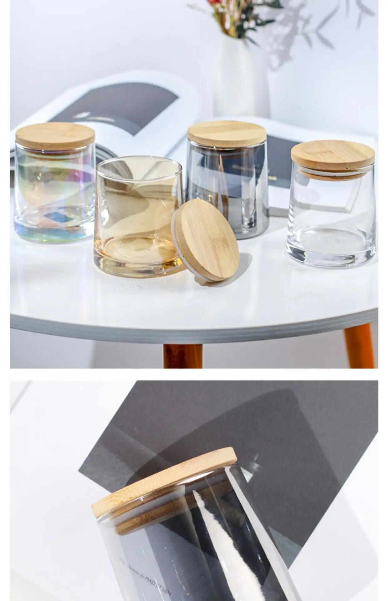 Luxury 8oz 10oz Empty Iridescent Crystal Candle Jar Glass Luxury Custom