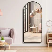 Modern Minimalist Arch Shape Iron Metal Frame Full Length Wall Mounted Wall Decorative Mirror