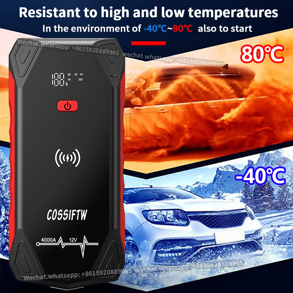 Wireless Charge 24000 Mah Portable Charger Power Bank Jumper Box 4000 A Battery Pack With Safety