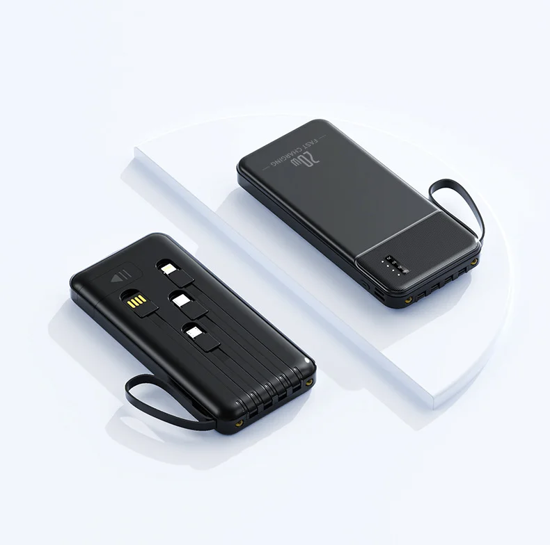 全新海外PD20W超快速充电电源组发光二极管屏幕四内置充电电缆不同微型USB DC OEM