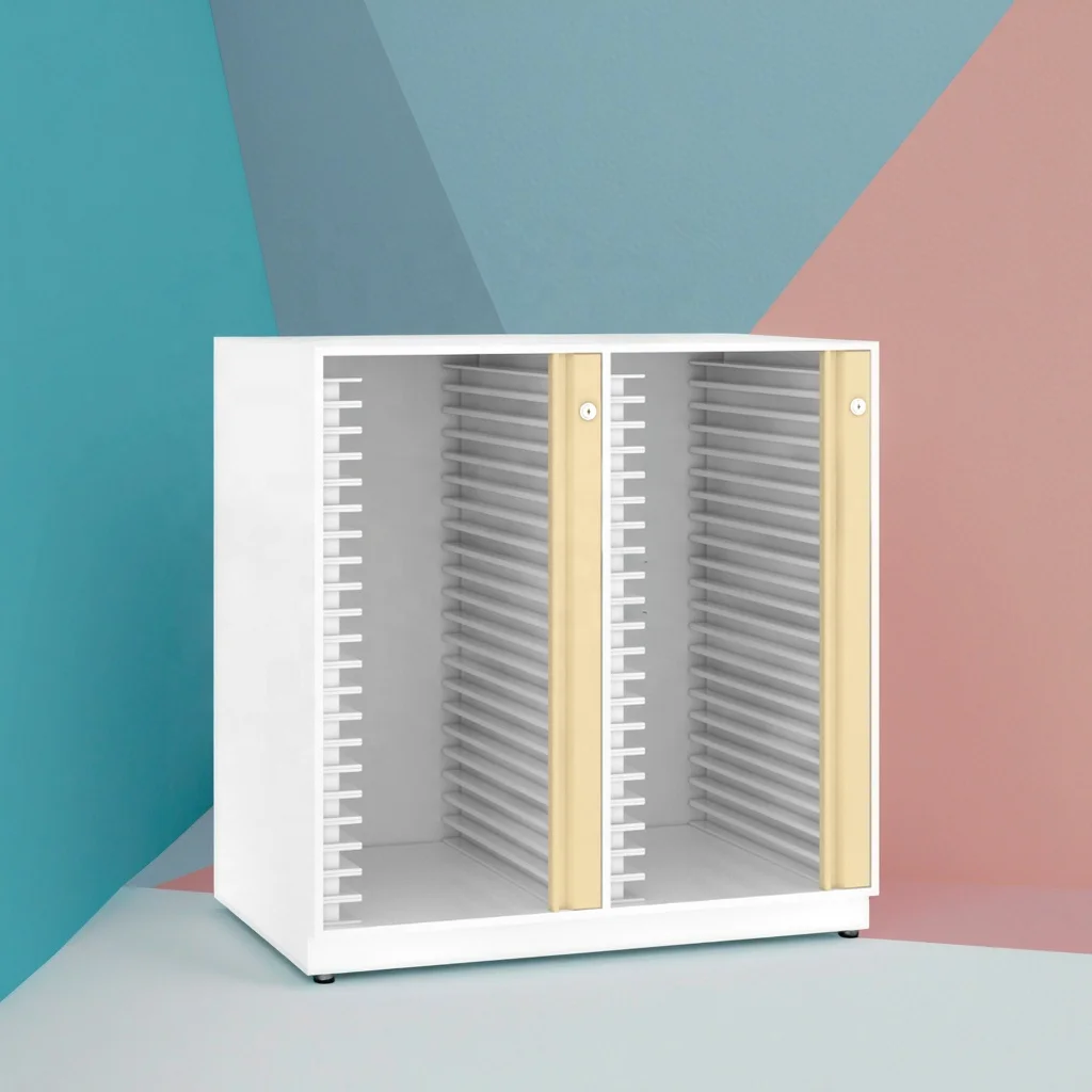 Medical Chart Filing Tower Cabinet for School Records Management Telescopic Pull-Out Trays Indexing Modern Stainless Steel 6