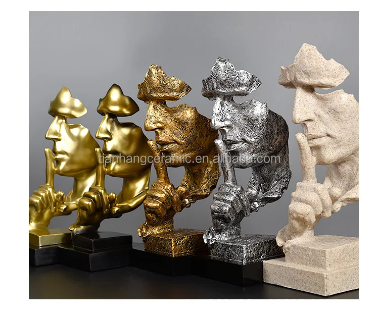 Abstract Sculpture Statue Desktop Bookshelf Office Decoration Sandstone Resin Keep Silent for Office Home Hotel.jpg