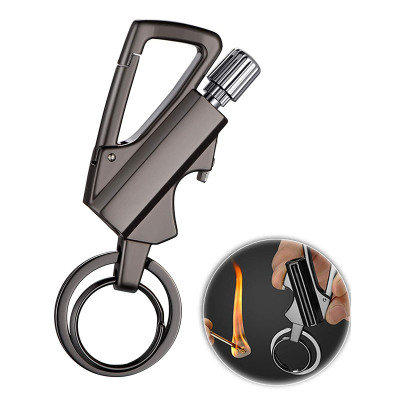 Multifunctional Metal Keychain Mini Bottle Opener Reusable Emergency Fire Starter Match Other Lighters