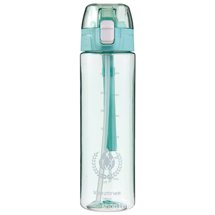 Portable PP PC 600ml 700ml Plastic Water Bottle with Silicone Straw