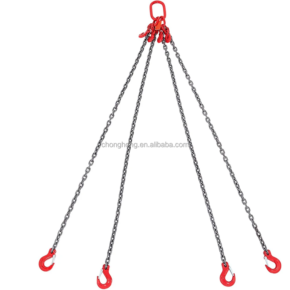 Adjustable Four-Leg Lifting Sling 5 Ton Engine Lift Chain 10Ft 4 Way 5/ ...