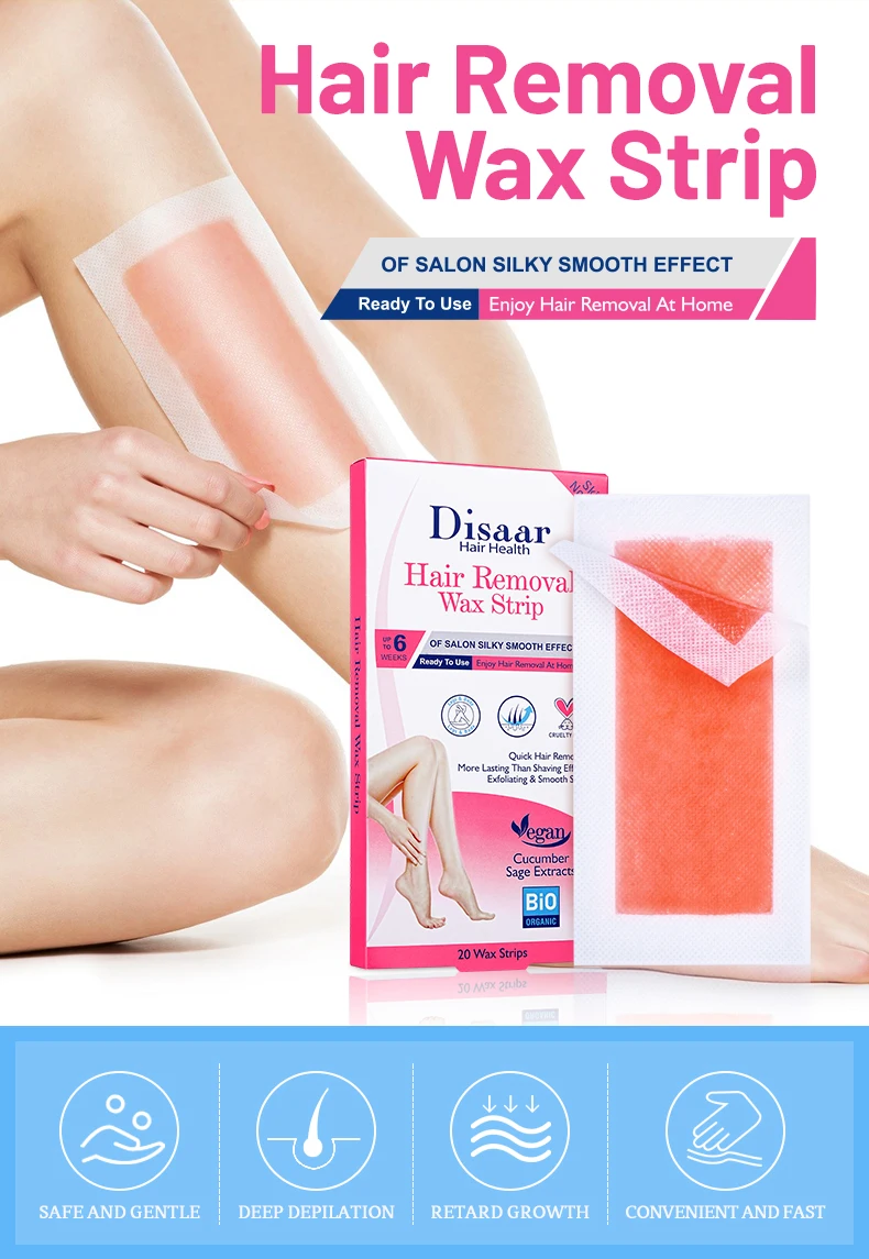 Disaar quick removing body legs hair removal wax strips for normal skin