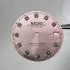 Pink Dial Silver Applied Indices
