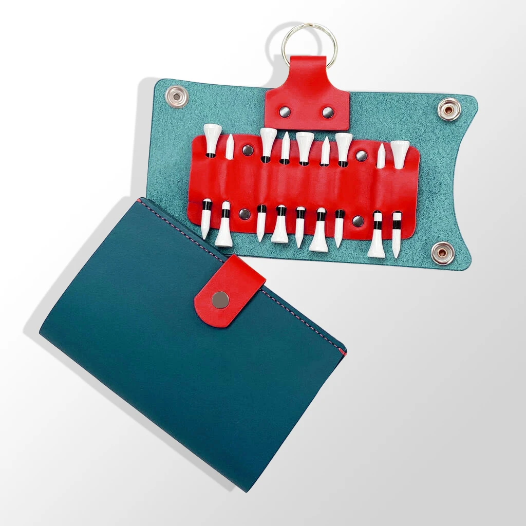 2022 New Arrival Rawhide Laserable Leatherette Blanks PU Leather Golf Bag Tag with 5 Wooden Tees