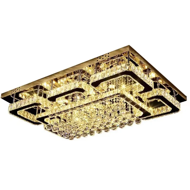Modern Crystal Ceiling Lights Living Room Luxury Silver Ceiling Light