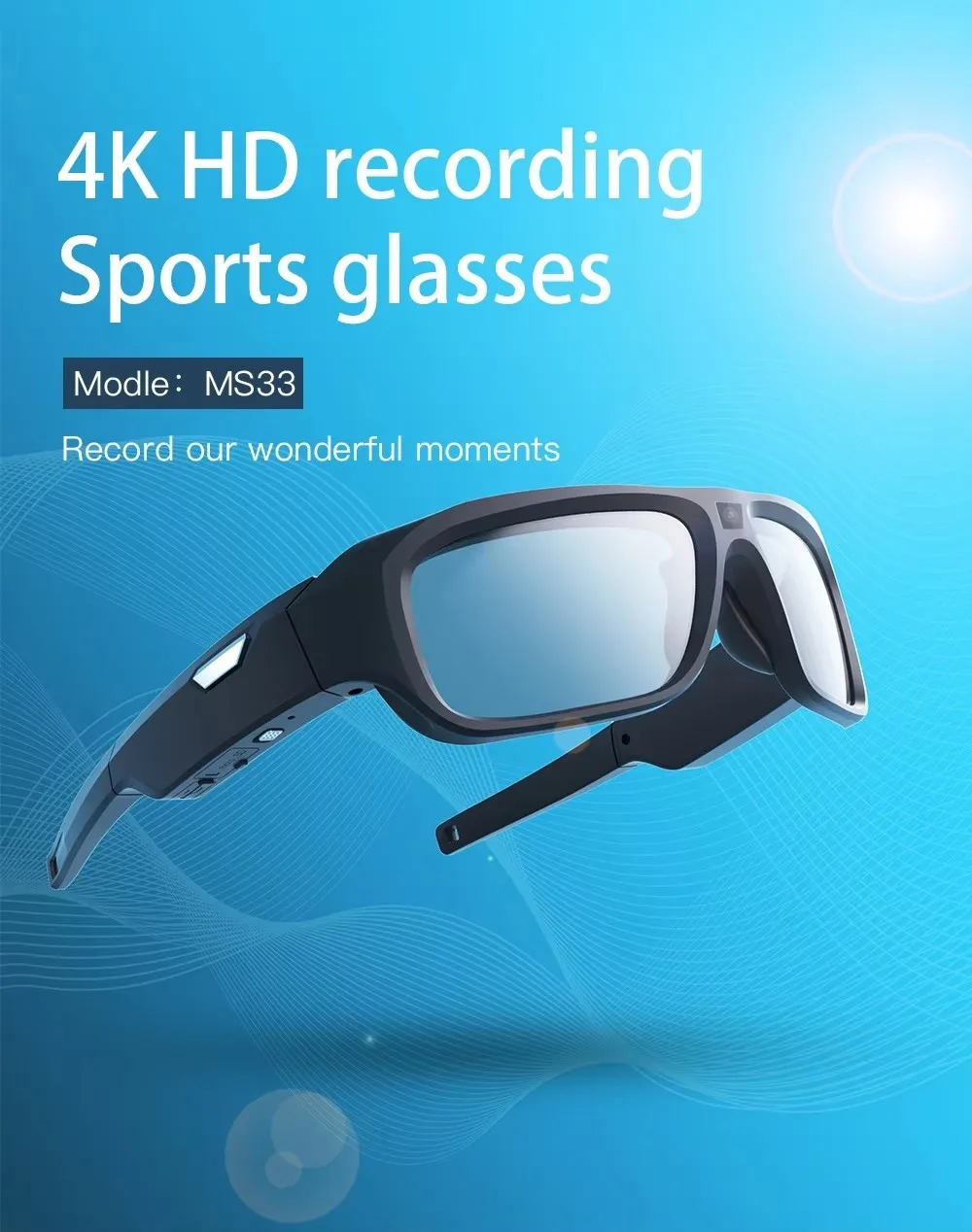 4K Outdoor Sports Camera Glasses Mountain Biking Outdoor Video Camera Sunglasses