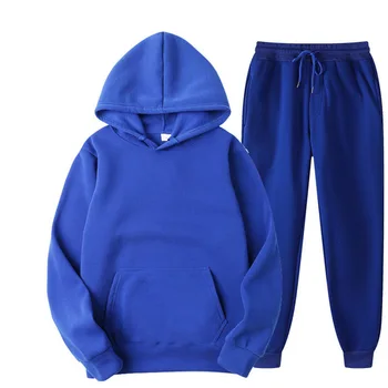 Wholesale Economic Unbranded Men's Suit Tracksuit Blank bodybuilding Sportswear Sweatshirt Hoodies With Jogger Pants Set