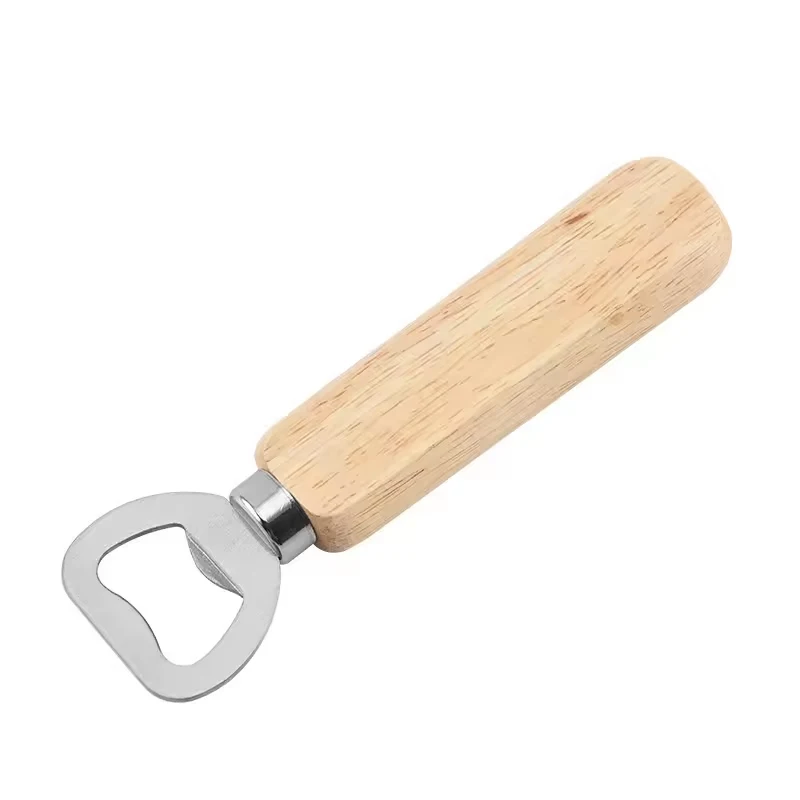Oem new design kitchen home wedding party stainless steel household bottle opener wooden handle bar beer bottle opener gift