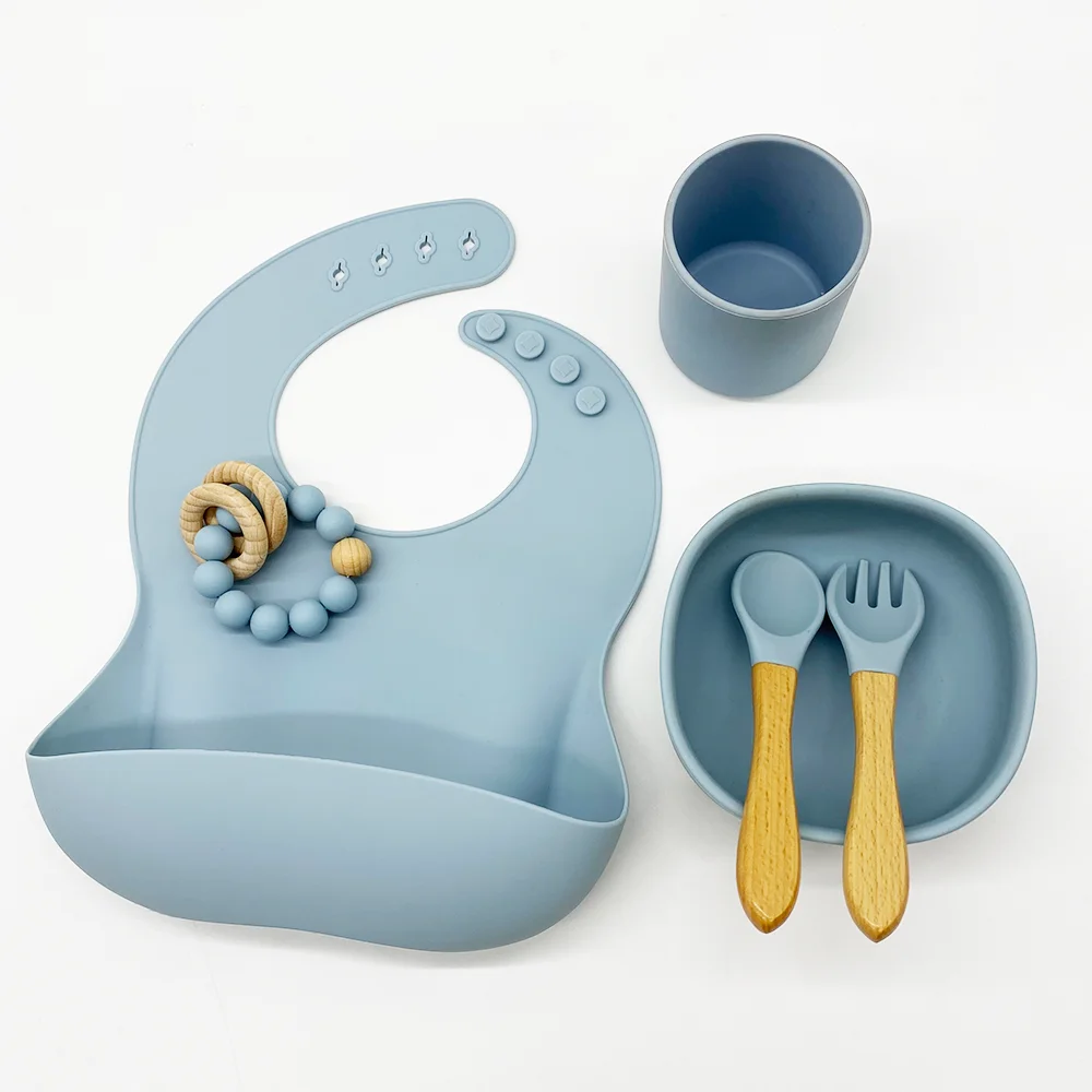 Washable Bib Food Grade Waterproof Silicone Baby Bibs With Teether Bpa