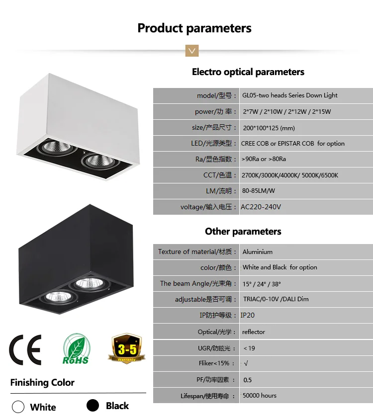 Led Square Downlight Surface Mounted Ceiling Light Dimmable 15w 20w 25w 30w Aluminum Cob Led Down Light