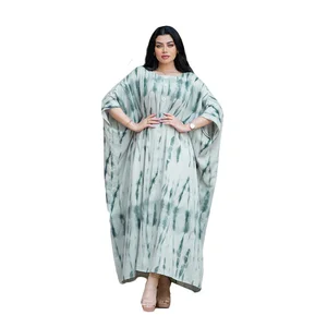 Wholesale Middle East Women Printed Crewneck Bat Sleeve Muslim Robe Fashion Loose Dress